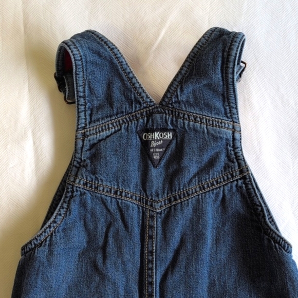 oshkosh b'gosh vestbak fleece lined denim jeans overalls 24 months baby boy - Picture 6 of 7